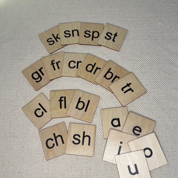 Wooden Language Labels (Vowels, Blends, Digraphs)